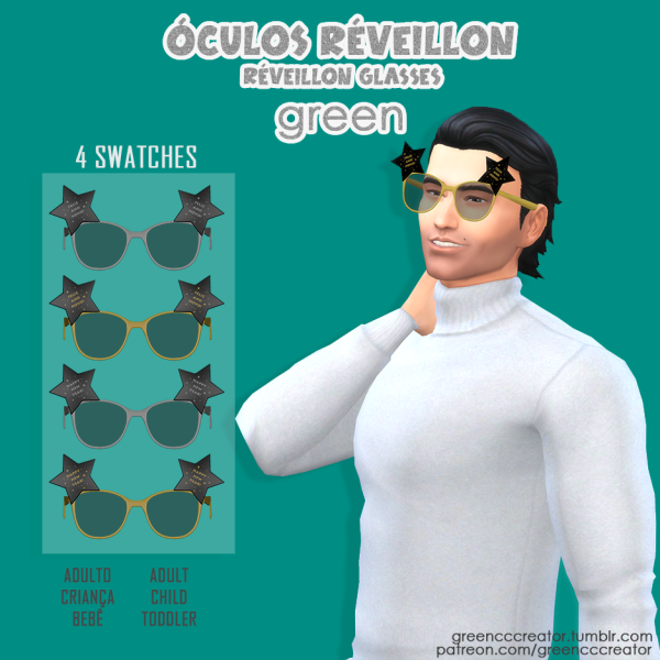 Maxis Match Óculos Reveillon [green] by simsfinds - The Sims 4 Custom Content