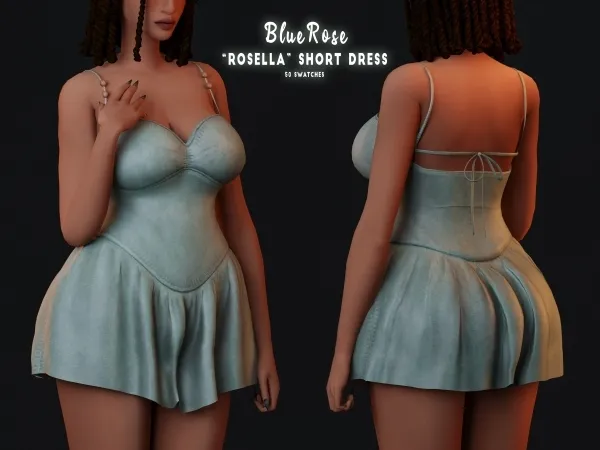 Alpha Rosella Short Dress BRsims by bluerose-sims - The Sims 4 Custom Content