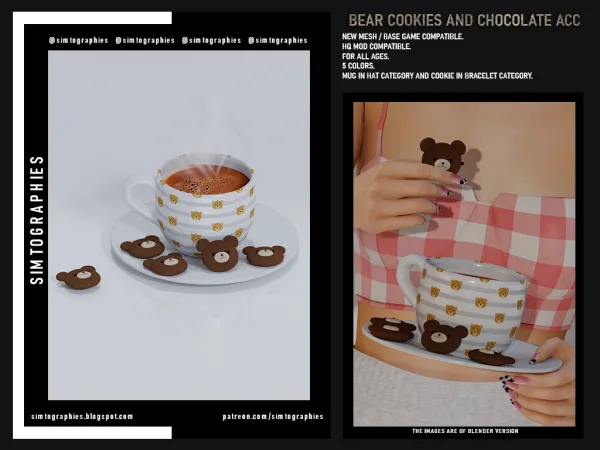 Alpha Bear Cookies and Chocolate Acc by simtographies - The Sims 4 Custom Content