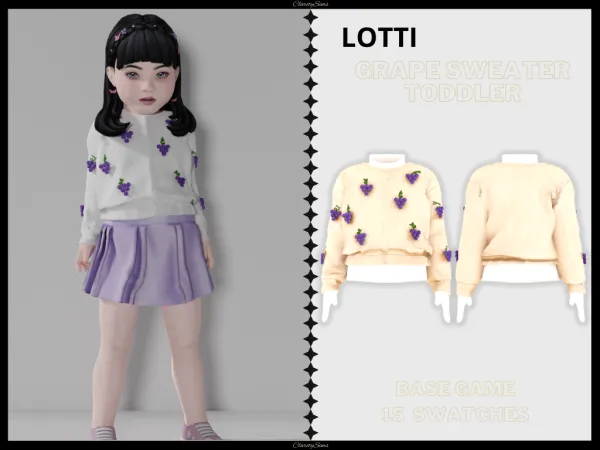 Alpha Lotti Grape Sweater Toddler by clarity-sims - The Sims 4 Custom Content