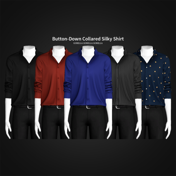 Alpha Button Down Collared Silky Shirt by simsfinds - The Sims 4 Custom Content
