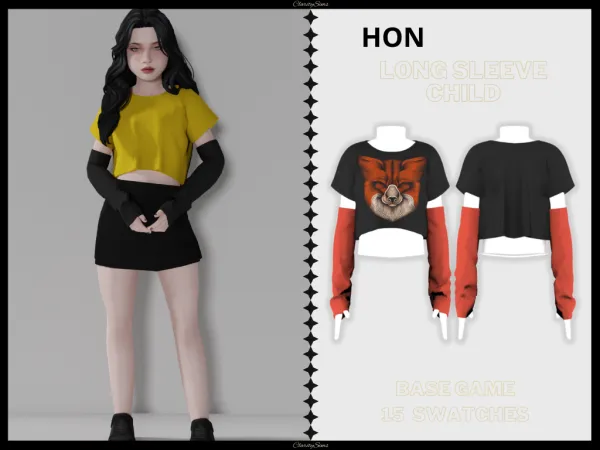 Alpha Hon Long Sleeve Child by clarity-sims - The Sims 4 Custom Content
