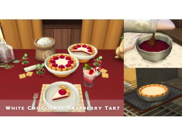 Maxis Match December 2023 Recipe_White Chocolate Raspberry Tart by simsfinds - The Sims 4 Custom Content