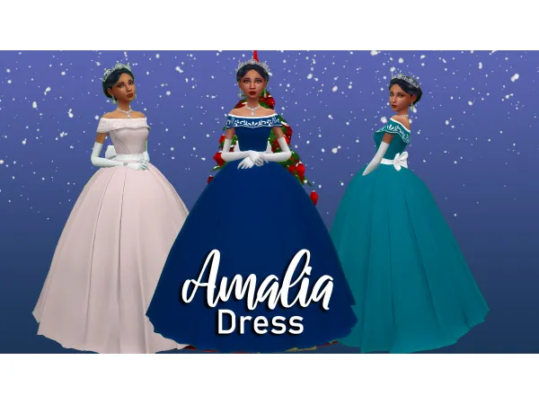 Maxis Match 12 Days of Christmas Amalia Dress by simstomaggie - The Sims 4 Custom Content
