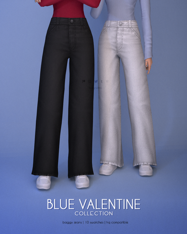 Maxis Match Baggy Jeans Blue Valentine Collection by luxysims - The Sims 4 Custom Content