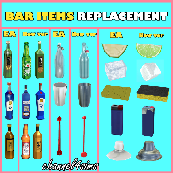 Mix Bar Items Replacement by simsfinds - The Sims 4 Custom Content