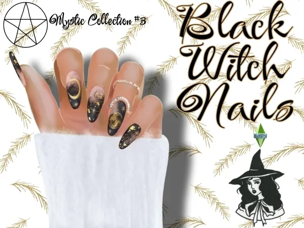 Alpha Black Witch Nails by charliesims4cc - The Sims 4 Custom Content