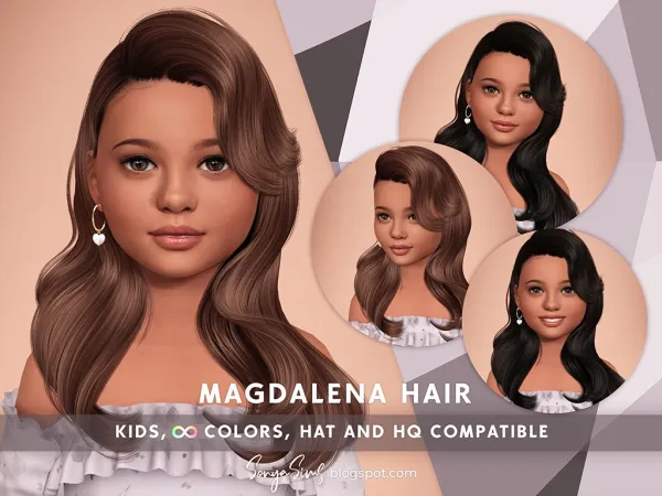 Alpha magdalena hair kids by simsfinds - The Sims 4 Custom Content
