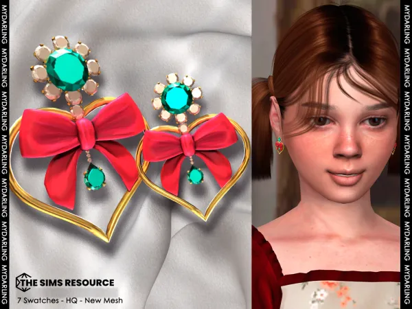Alpha gem heart earring NA384 by simsfinds - The Sims 4 Custom Content