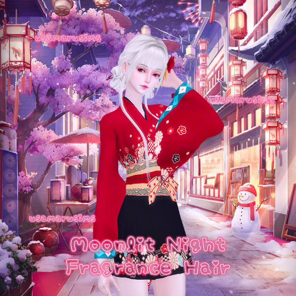 Alpha Moonlit Night Fragrance Hair by simsfinds - The Sims 4 Custom Content