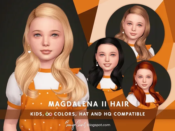 Alpha magdalena hair kids v2 by simsfinds - The Sims 4 Custom Content