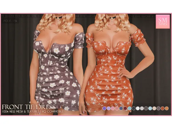 Alpha Front Tie Dress - The Sims 4 custom content