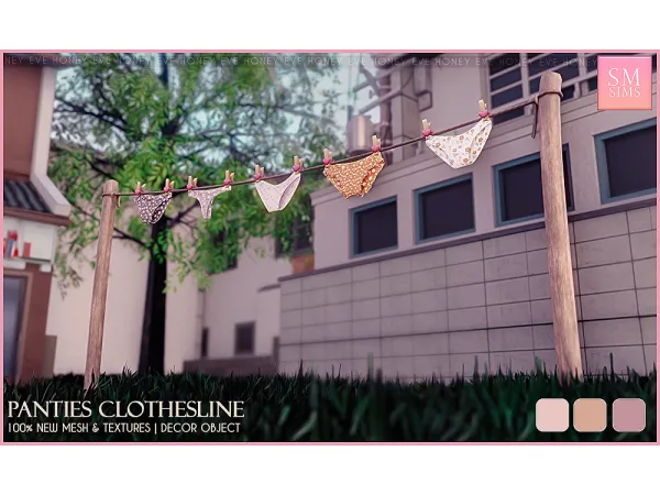 Alpha Panties Clothesline by smsims - The Sims 4 Custom Content
