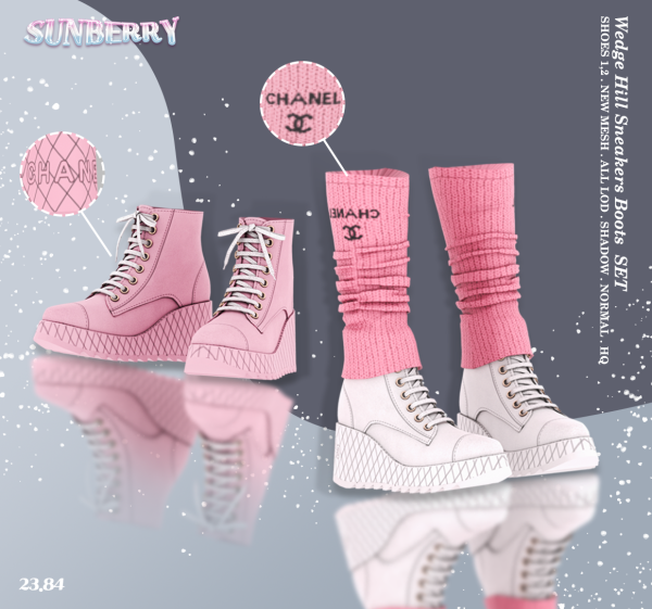 Alpha Wedge Hill Sneakers Boots SET 2384 by simsfinds - The Sims 4 Custom Content