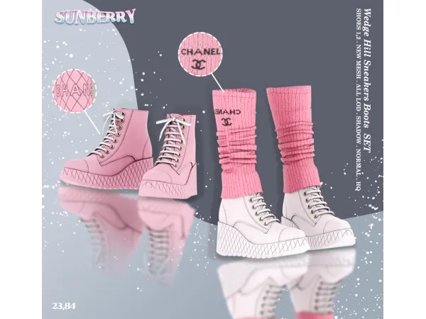 Alpha Wedge Hill Sneakers Boots SET 2384 by sunberry - The Sims 4 Custom Content