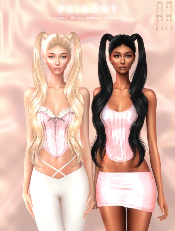 Alpha Peidant Hairstyle by greenteahoney - The Sims 4 Custom Content