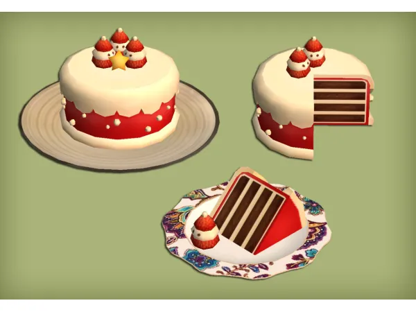 Santa Cake and Marshmellow Hot Chocolate Food for - The Sims 2 Custom Content