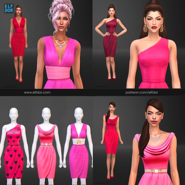 Maxis Match 2024 January 1 Pink Cocktails Set by elfdor - The Sims 4 Custom Content