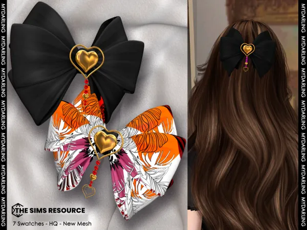 Alpha heart hair bow NA 745 - The Sims 4 Custom Content