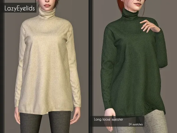 Alpha Long loose sweater by lazyeyelids - The Sims 4 Custom Content