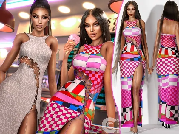 Alpha Cut Out Lace Up Dress from Venice Film Festival cool_content_star by cool_content_star - The Sims 4 Custom Content