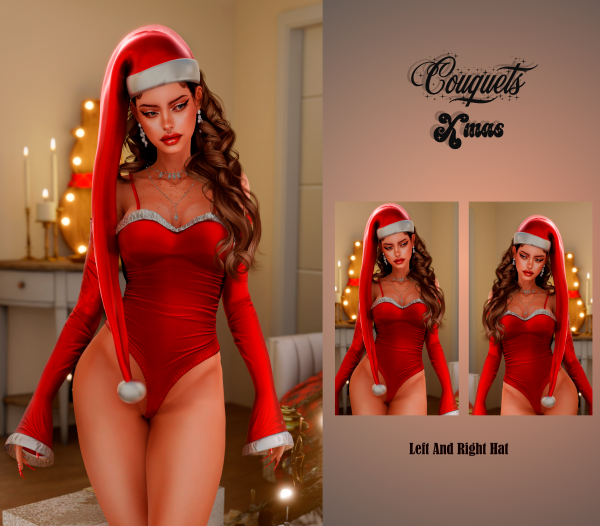 Alpha Miss Claus Hat by simsfinds - The Sims 4 Custom Content