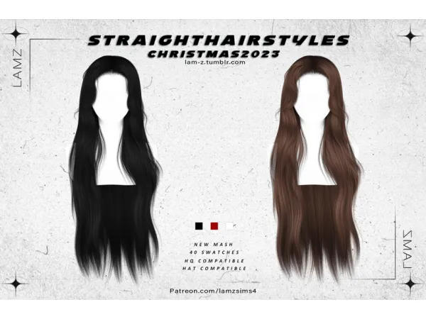 Alpha Christmas Straight Hairstyles by simsfinds - The Sims 4 Custom Content