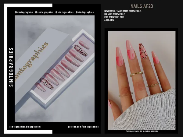 Alpha Nails AF25 - The Sims 4 Custom Content