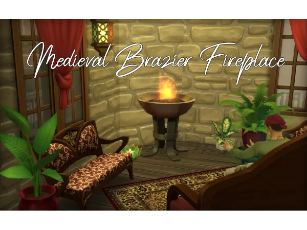 Maxis Match Medieval Brazier Fireplace by Naunakht - The Sims 4 Custom Content