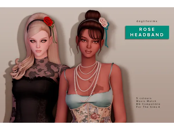 Maxis Match ROSE HEADBAND by daylifesims - The Sims 4 Custom Content