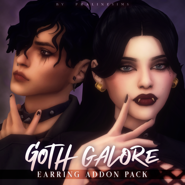 Mix GOTH GALORE Earring Addon Pack by simsfinds - The Sims 4 Custom Content