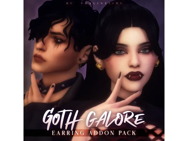 GOTH GALORE Earring Addon Pack by pralinesims
