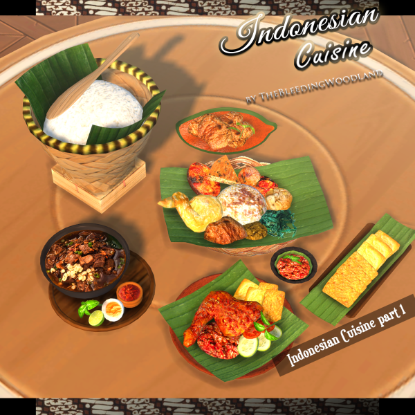 Mix Indonesian Cuisine (Part 1) by simsfinds - The Sims 4 Custom Content
