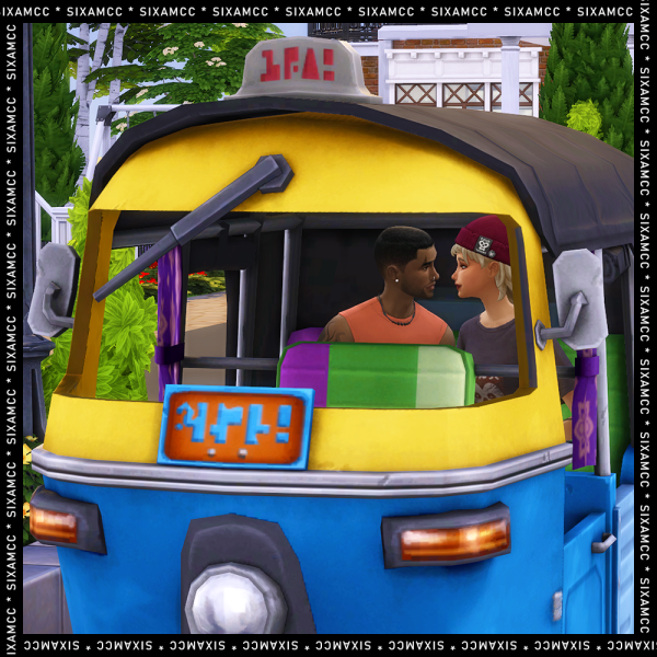 Maxis Match Goodies Tuk Tuk Loveseat conversion by simsfinds - The Sims 4 Custom Content