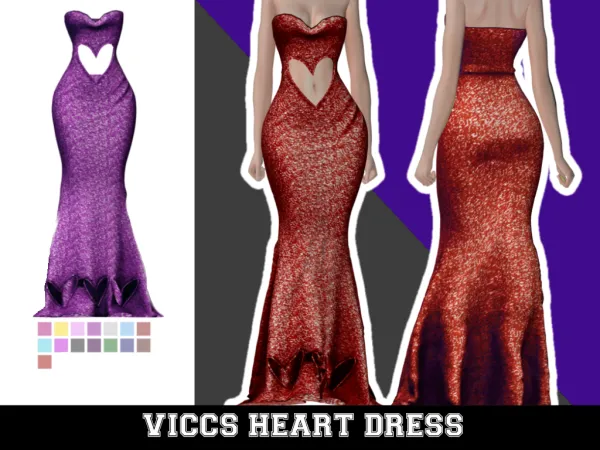 Alpha VICCS_HEART DRESS (TEEN ELDER) by viccs - The Sims 4 Custom Content