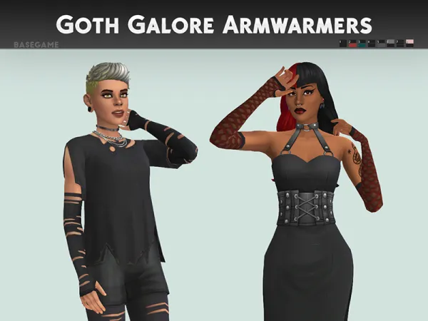 Maxis Match Goth Galore Armwarmers by uncannyvalleyts4 - The Sims 4 Custom Content