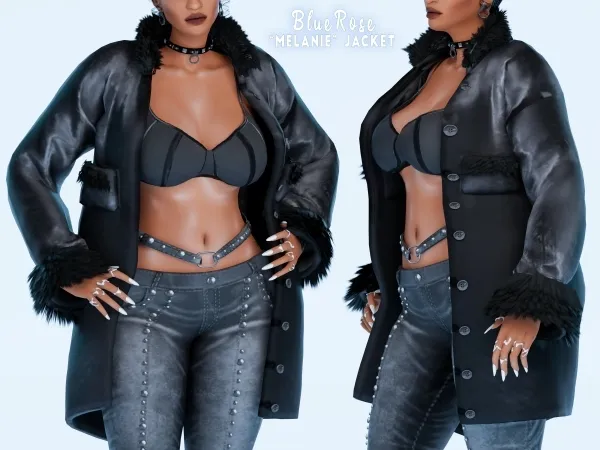 Alpha Melanie Leather Fur Jacket BRSIMS - The Sims 4 Custom Content