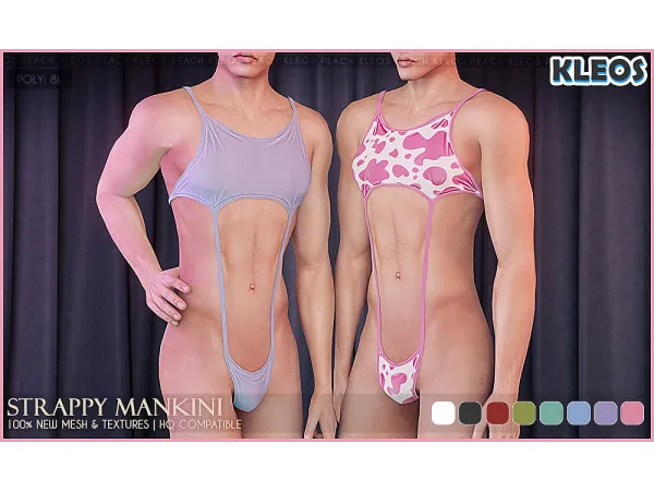 Alpha PEACH Strappy Mankini - The Sims 4 Custom Content