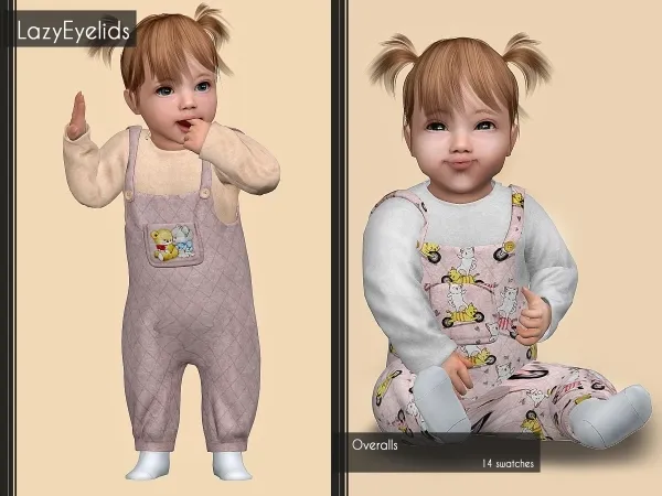 Alpha Overalls for infants by lazyeyelids - The Sims 4 Custom Content