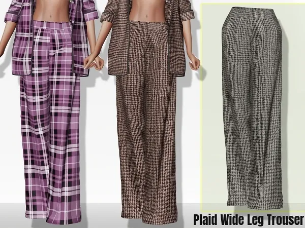 Alpha Plaid Wide Leg Trouser cool_content_star by cool_content_star - The Sims 4 Custom Content