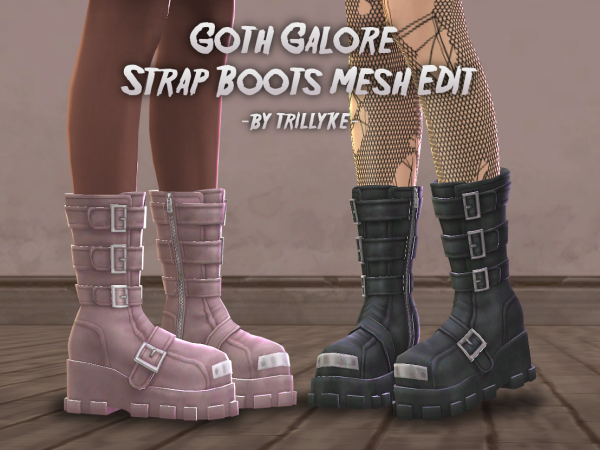 Maxis Match Goth Galore Strap Boots Mesh Edit by simsfinds - The Sims 4 Custom Content