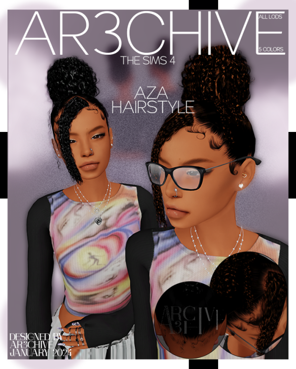 Alpha Aza Hairstyle by simsfinds - The Sims 4 Custom Content
