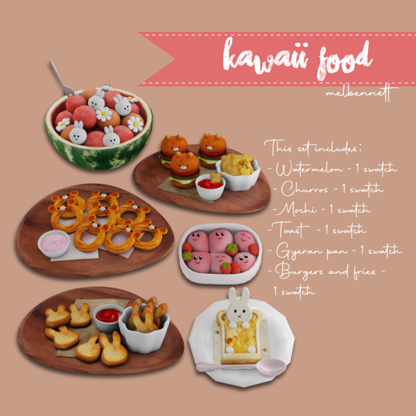 Mix Kawaii Food Collection by melbennett - The Sims 4 Custom Content