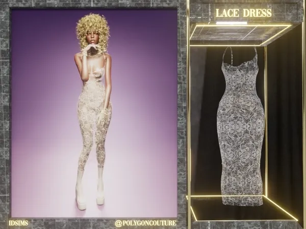 Alpha Lace Dress by polygoncouture - The Sims 4 custom content