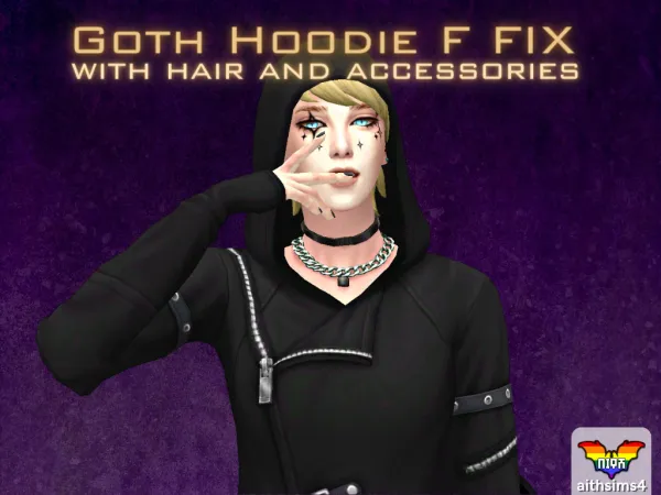 🛠️Goth Hoodie F fix with Hair and Accessories🛠️