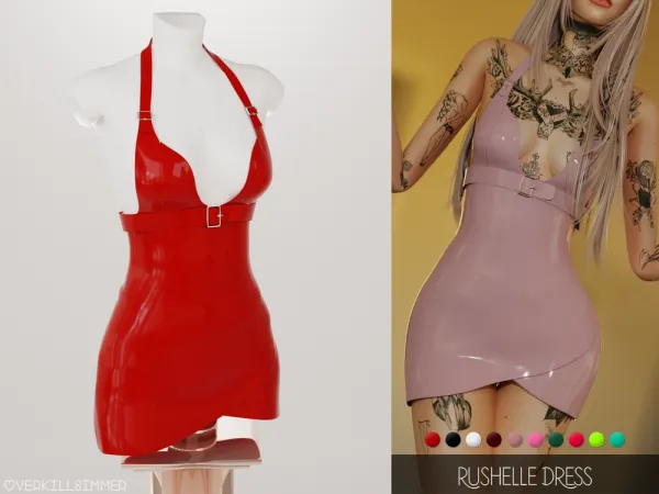 Alpha Rushelle dress by overkillsimmer - The Sims 4 Custom Content