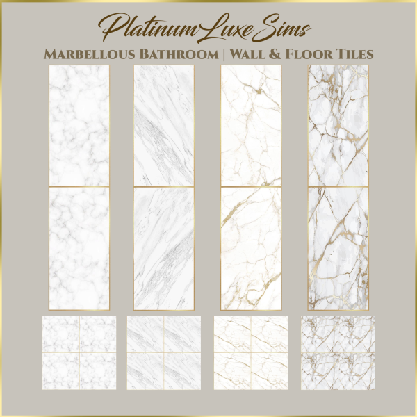Alpha Marbellous Bathroom Wall Floor Tiles by simsfinds - The Sims 4 Custom Content