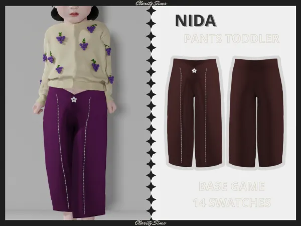Alpha Nida Pants Toddler by clarity-sims - The Sims 4 Custom Content