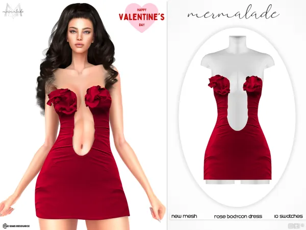Alpha Rose Bodycon Dress by mermalade - The Sims 4 Custom Content