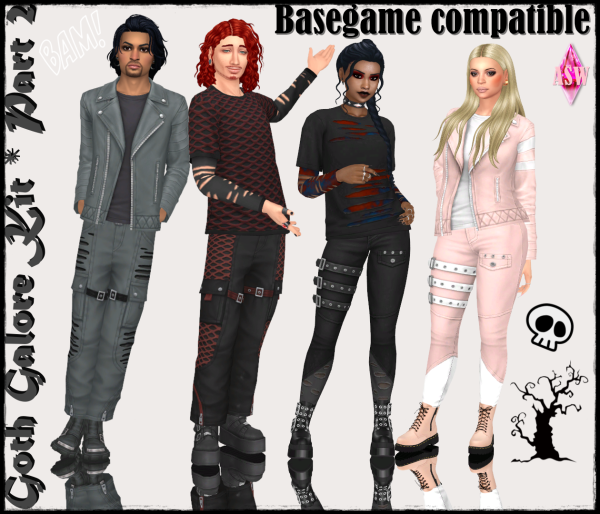 Maxis Match Goth Galore Kit Part 2 Basegame compatible by simsfinds - The Sims 4 Custom Content